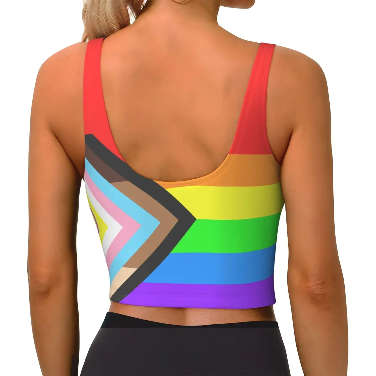 Brilliant Progres Pride Flag Basic Tops Women Samba Sexy V-Neck Yoga Fitness Sports Tops