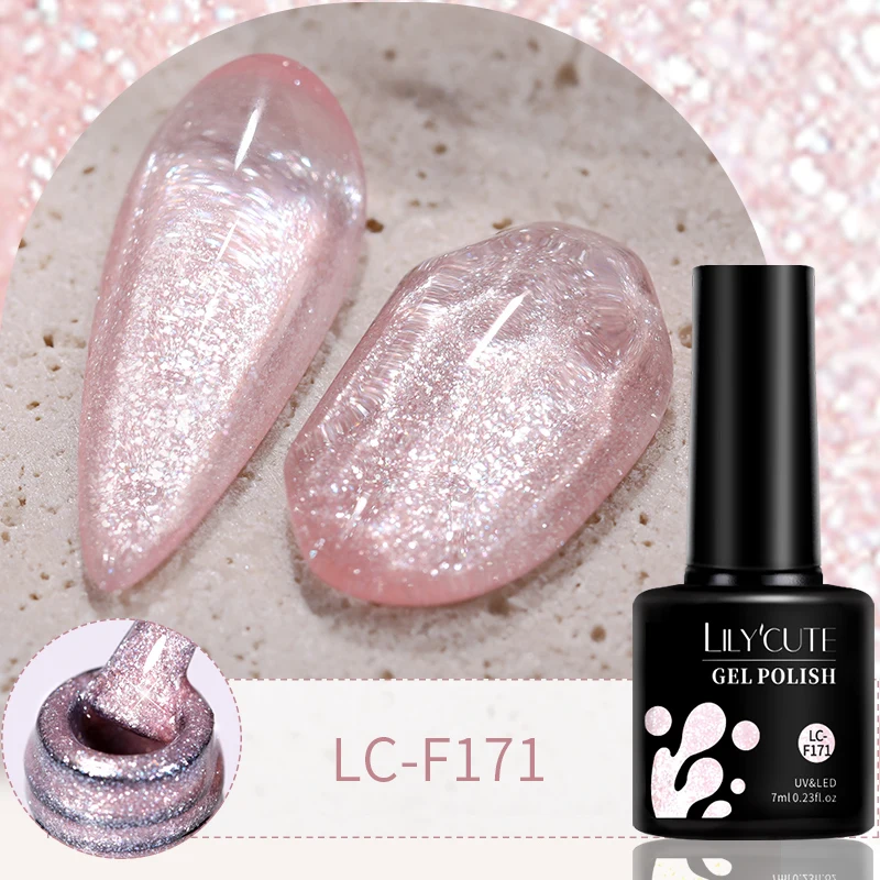 LILICUTE Nude Pink Glitter Gel-Nagellack, heiße Farben, funkelnde Pailletten, alles für die Maniküre, semi-permanenter Soak-Off-Nagellack