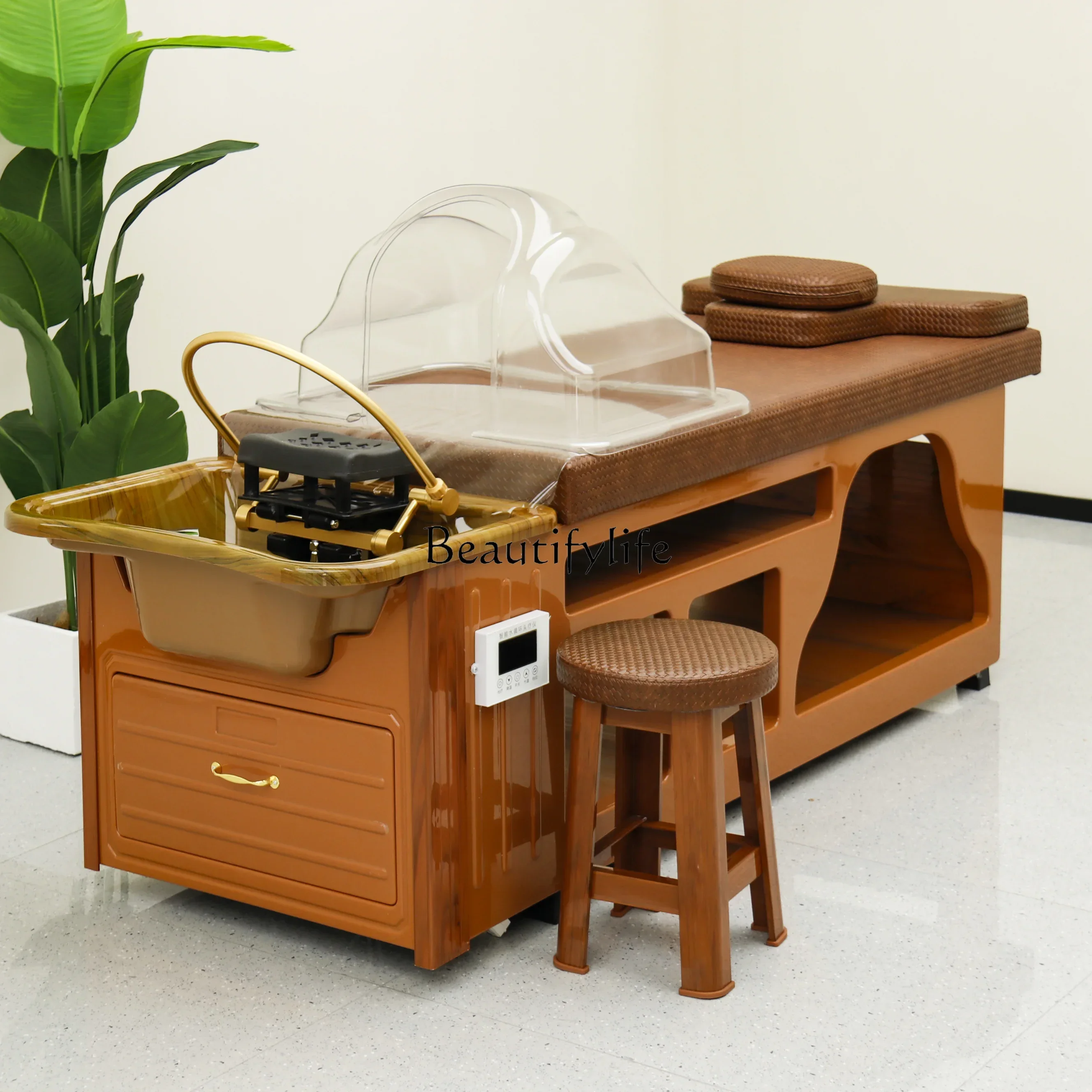 

06Barber Shop Shampoo Thai Head Therapy Massage Couch Water Circulation Fumigation Salon for Beauty Use