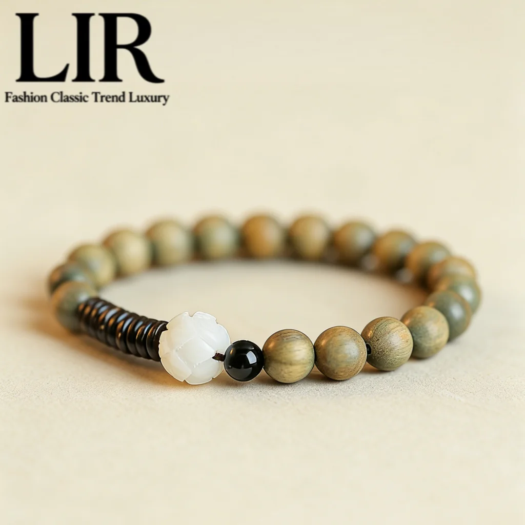 

Браслет из зеленых сандаловых бусин LIR: ювелирные изделия из сандалового дерева в этническом стиле для успокоения пар