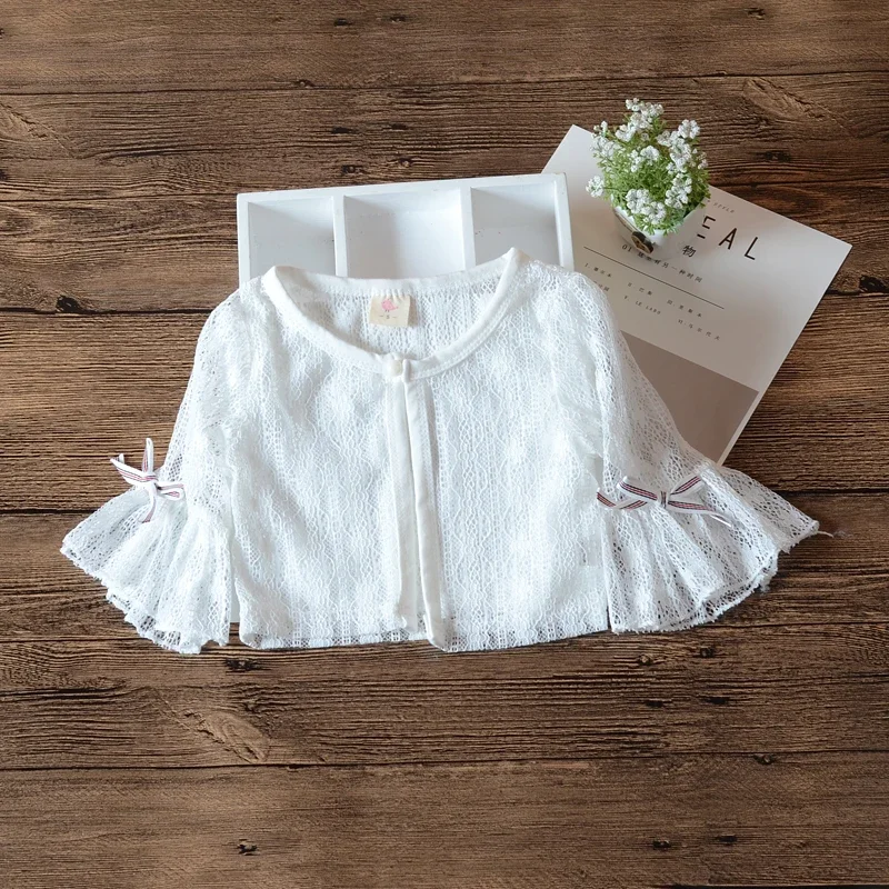 

3/4 Sleeve White Baby Girls Jacket Cardigan Beach Outerwear Baby Girls Coat For 9 12 24 Month Baby Girl Clothes