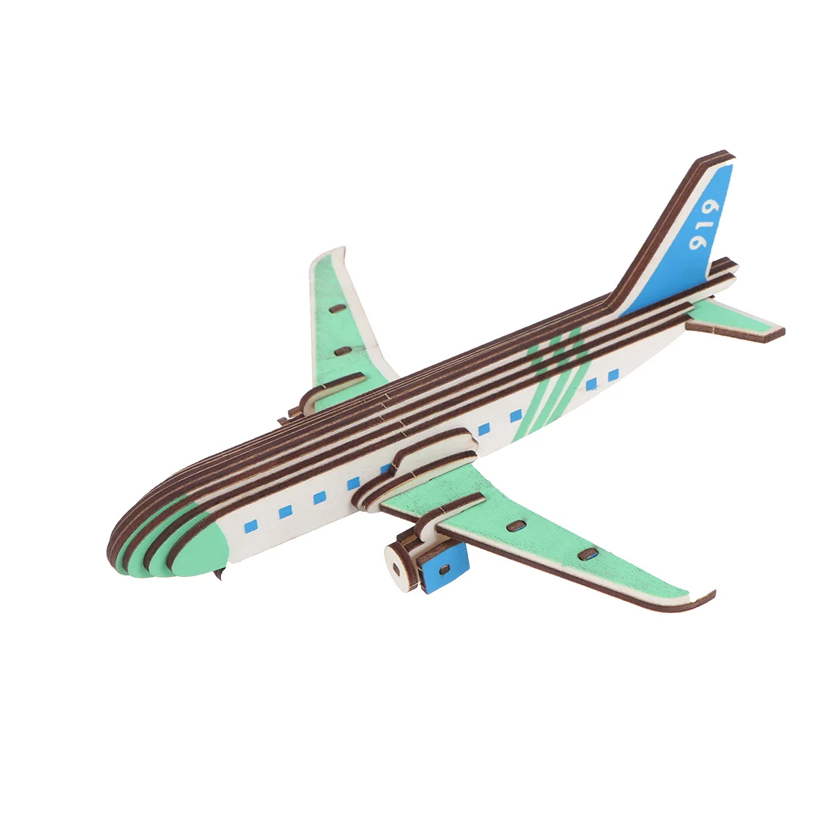 

Wooden 3D Puzzle Passenger Plane Assemble Kit Enhance Creativity Imagination Muscle Exercise Home Office Decor