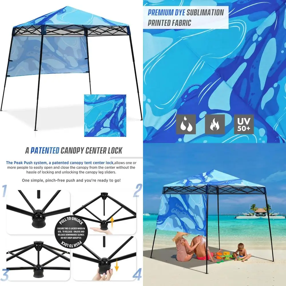 

Портативная палатка с мгновенным навесом 8x8 с боковой стеной, компактное укрытие наклонных ножках для пляжа, спорта и кемпинга на открытом воздухе