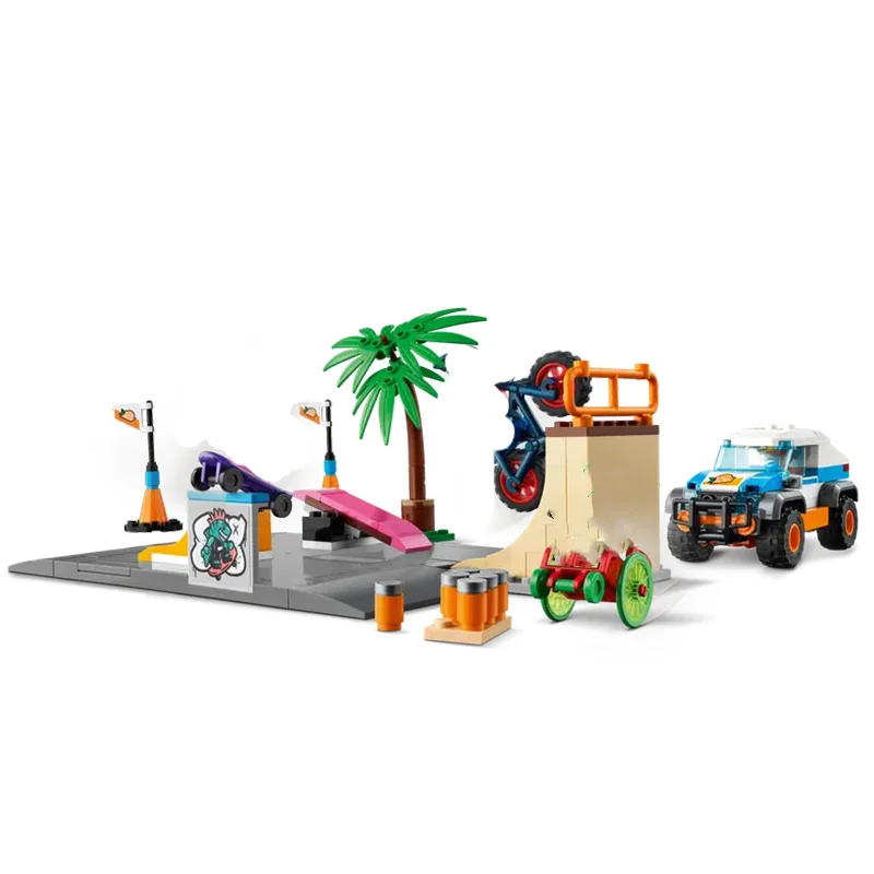 City Series Building Blocks  Skate Park Skateboard Car Children\'s Gifts MOC Assembled Toys