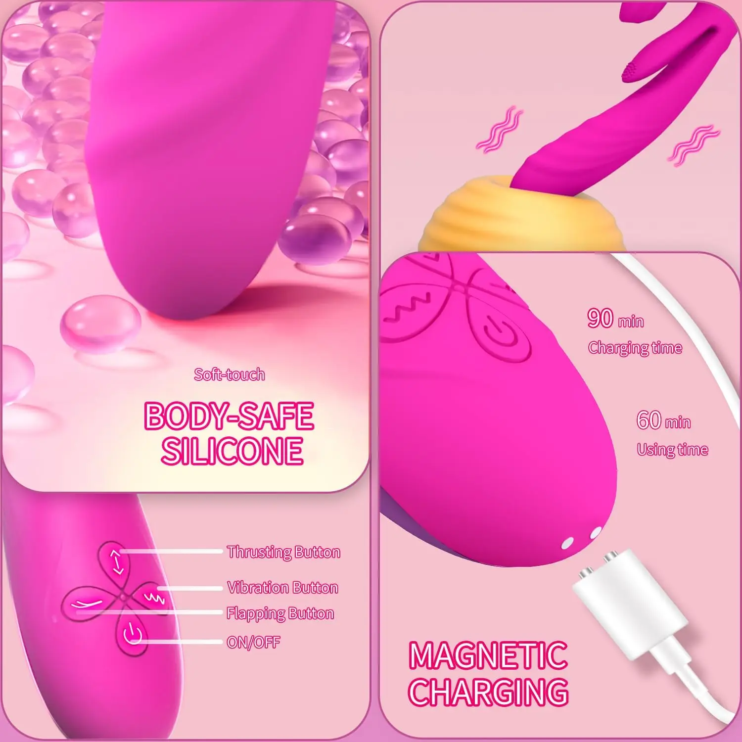 هزاز Thrusting دسار ألعاب جنسية للنساء ، G Spot أرنب أنثى ترفرف الهزاز مع 7 تهتز 10 ترفرف 3 Thrusting Mod #4