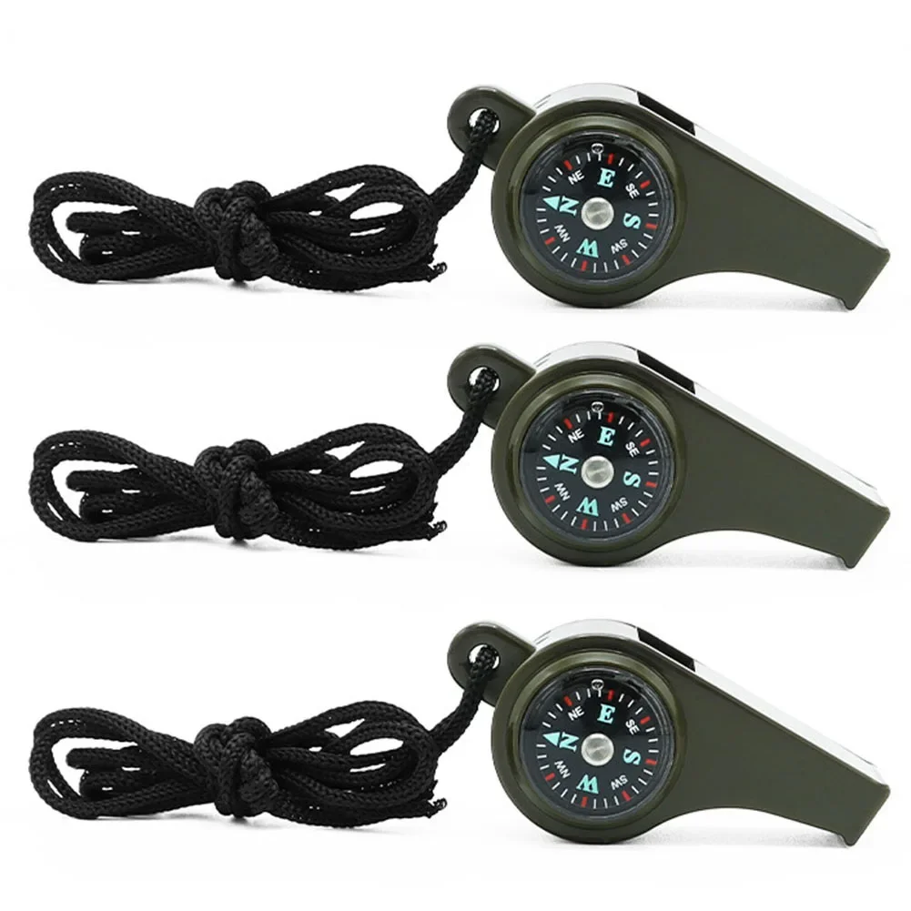 

1/3pcs 3-In-1 Survival Whistle For Compass Thermometer For Camping Hiking Outdoor Tools Referee Cheerleading Whistle Accessories