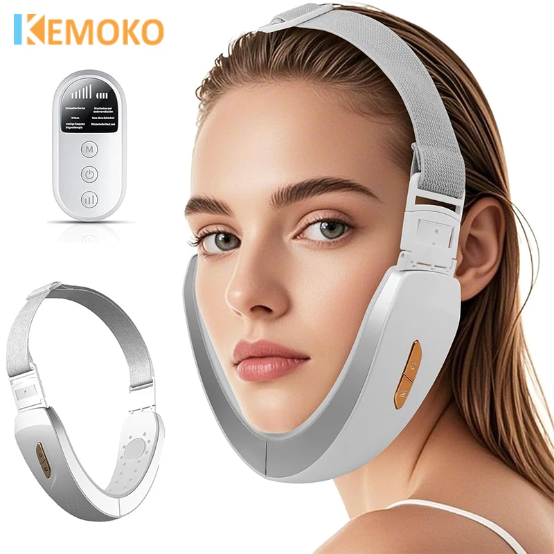 6 Modes Electric Face Slimming Device EMS Microcurrent Red&Blue Light Theraphy Virbration Massager Face Vibrate Slimming Massage