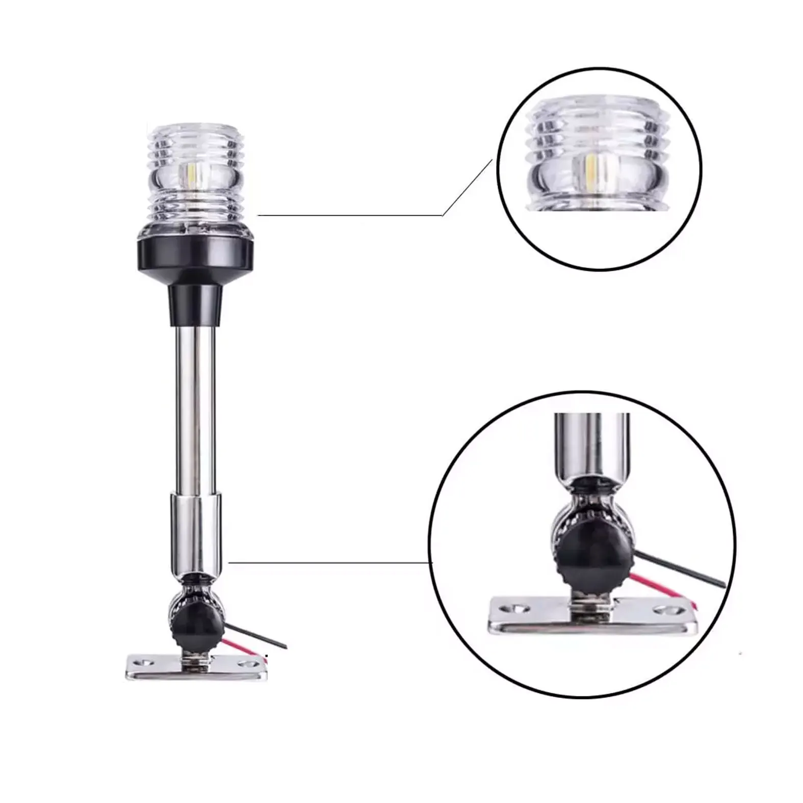 

STLF HANSE MARINE Stainless Steel White LED Fold Down Boat Stern Navigation Light 360 Degree White LED 12 - 24V