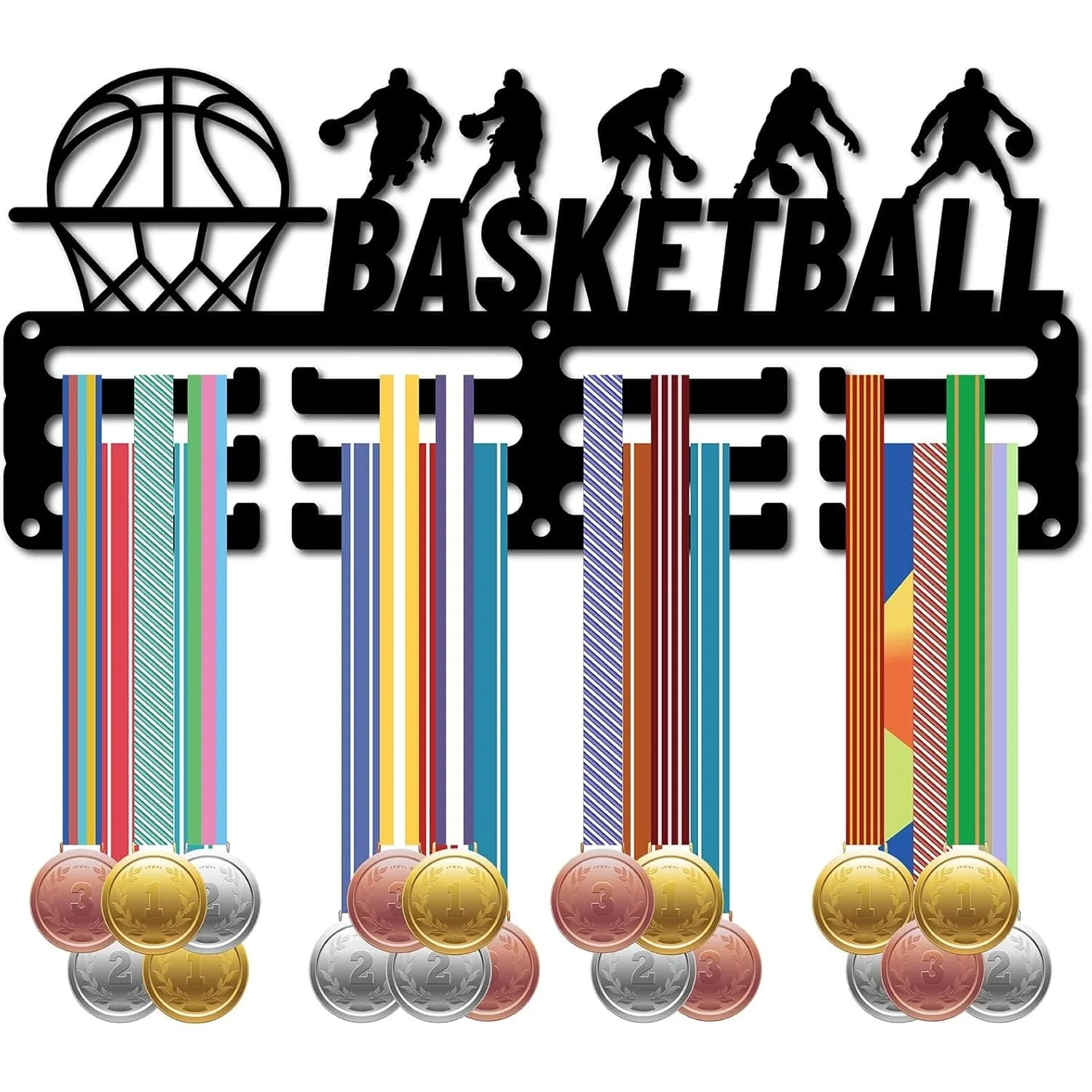 Sports Medal Hanger Black Metal Wall Display for Runner Marathon Athlete