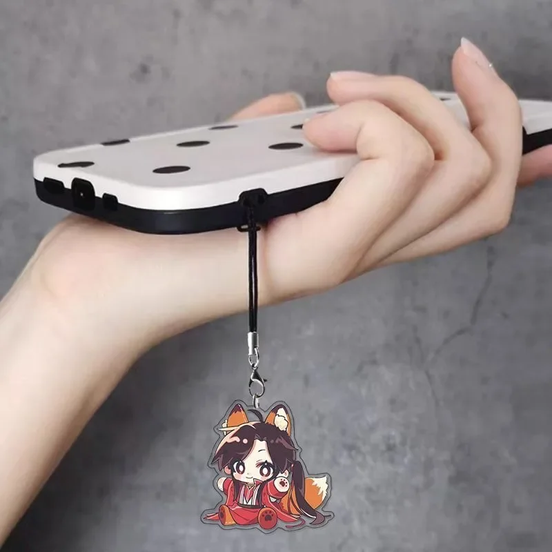 Tian Guan Ci Fu Anime Phone Chain TGCF Hua Cheng Xie Lian Cartoon Q Version Danmei Rope Lanyard Acrylic Pendant Collection Gift