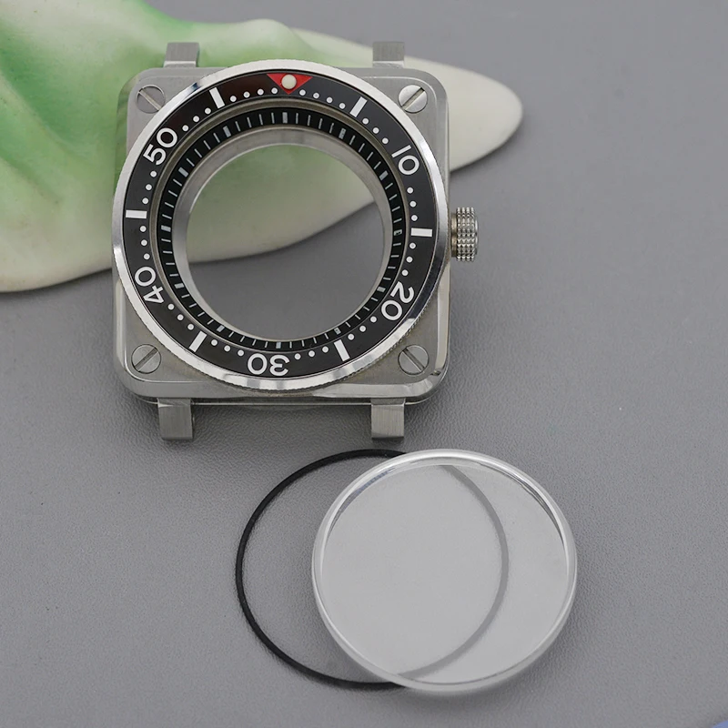 

SKX007 Square Pilot's Cockpit Case with Sapphire Crystal Glass and Ceramic Bezel Compatible with NH35, NH36, and 7S26 Movements