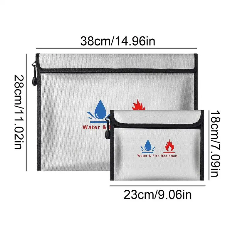 Fireproof Document Bag Waterproof Document Holder With Zipper Cash Holder 2X Envelope Containers For Documents And Valuables