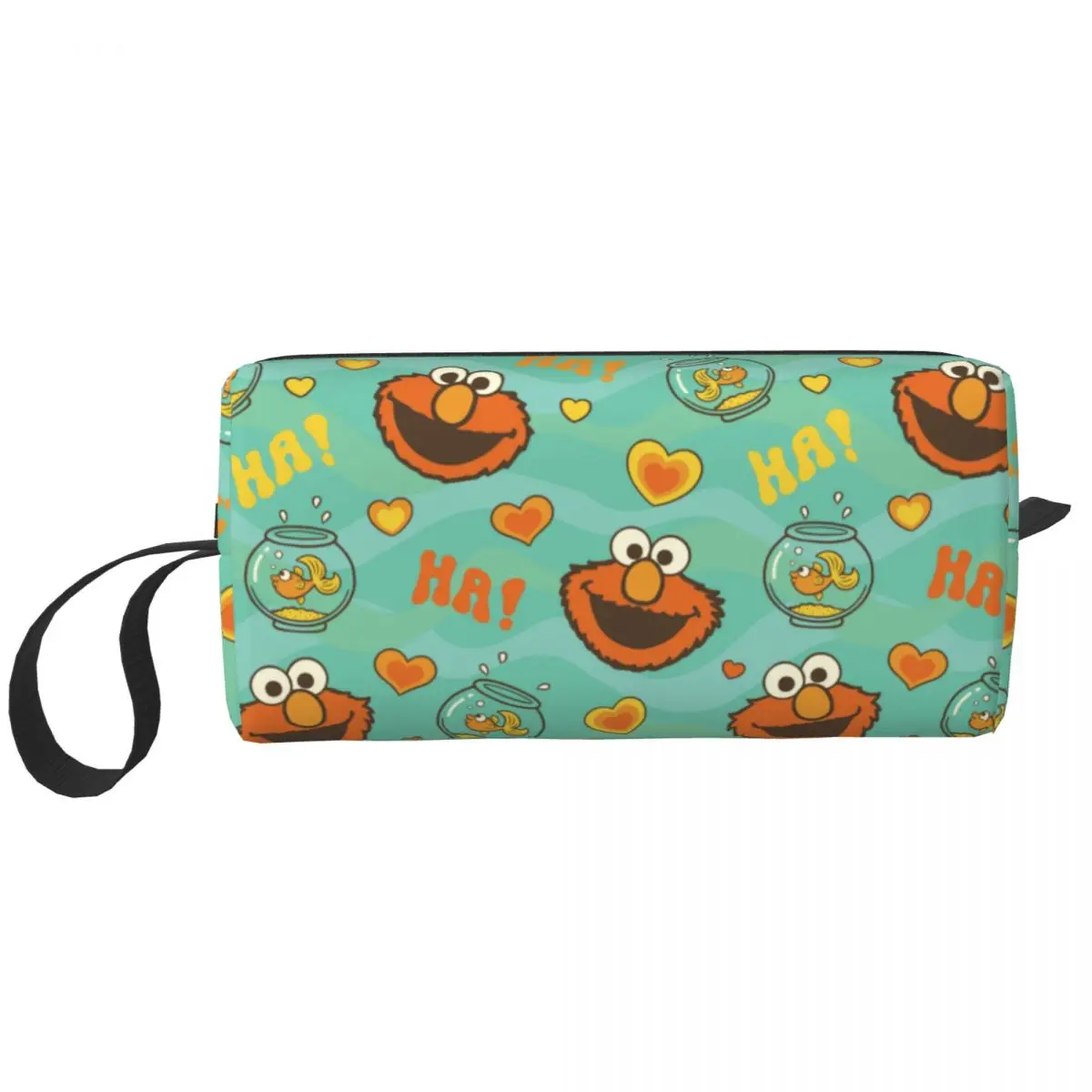 Elmo And Goldfish Pattern Cookie Monster Cosmetic Bag for Women Makeup Bags Travel Daily Toiletry Bag Organizer Pouch