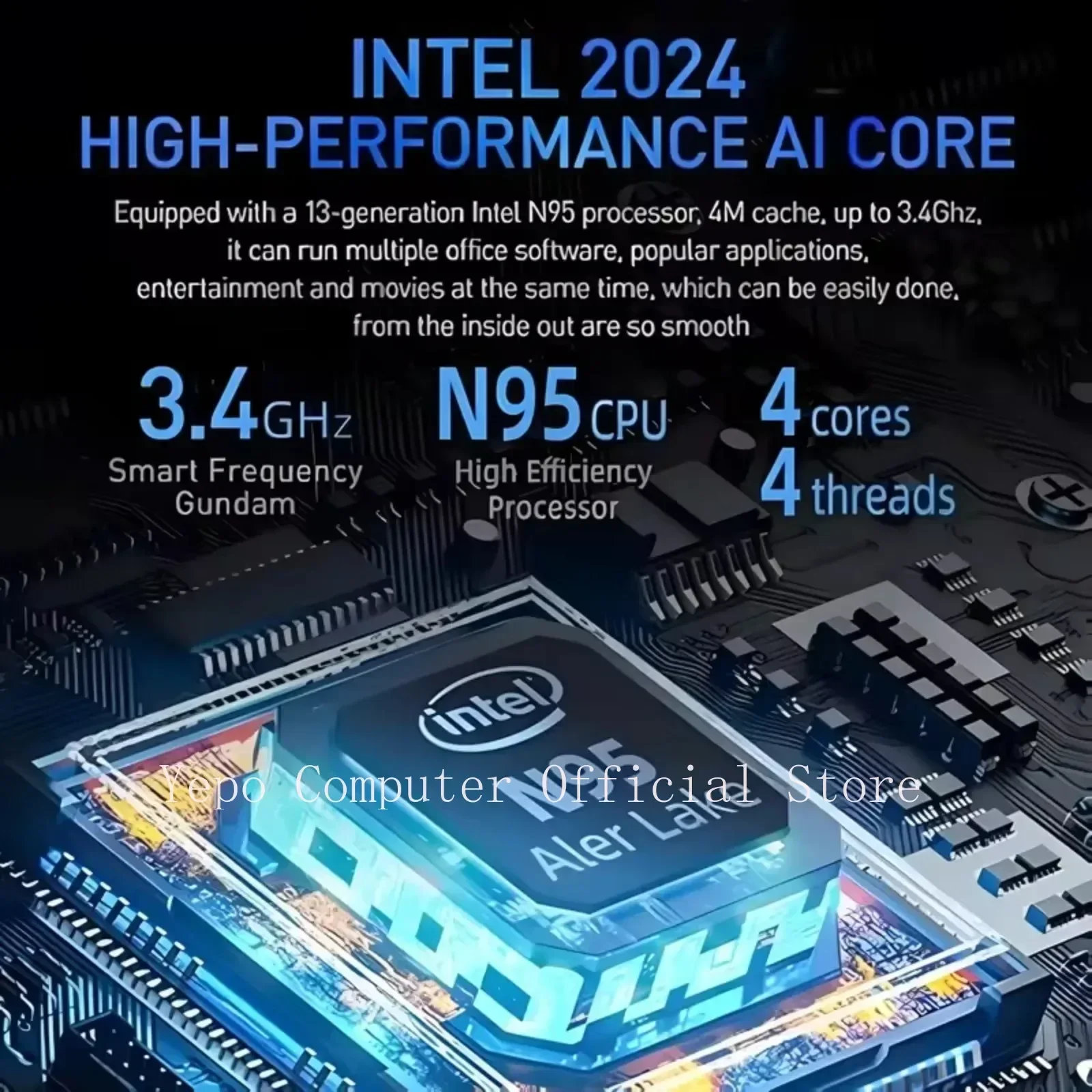 كمبيوتر محمول YEPO جديد مقاس 14 بوصة Intel N95 2.2K HD يعمل باللمس ويندوز 11 برو 16 جيجا + 2 تيرابايت DDR4 قابل للطي 360 °   فتح بصمة الإصبع للكمبيوتر المكتبي