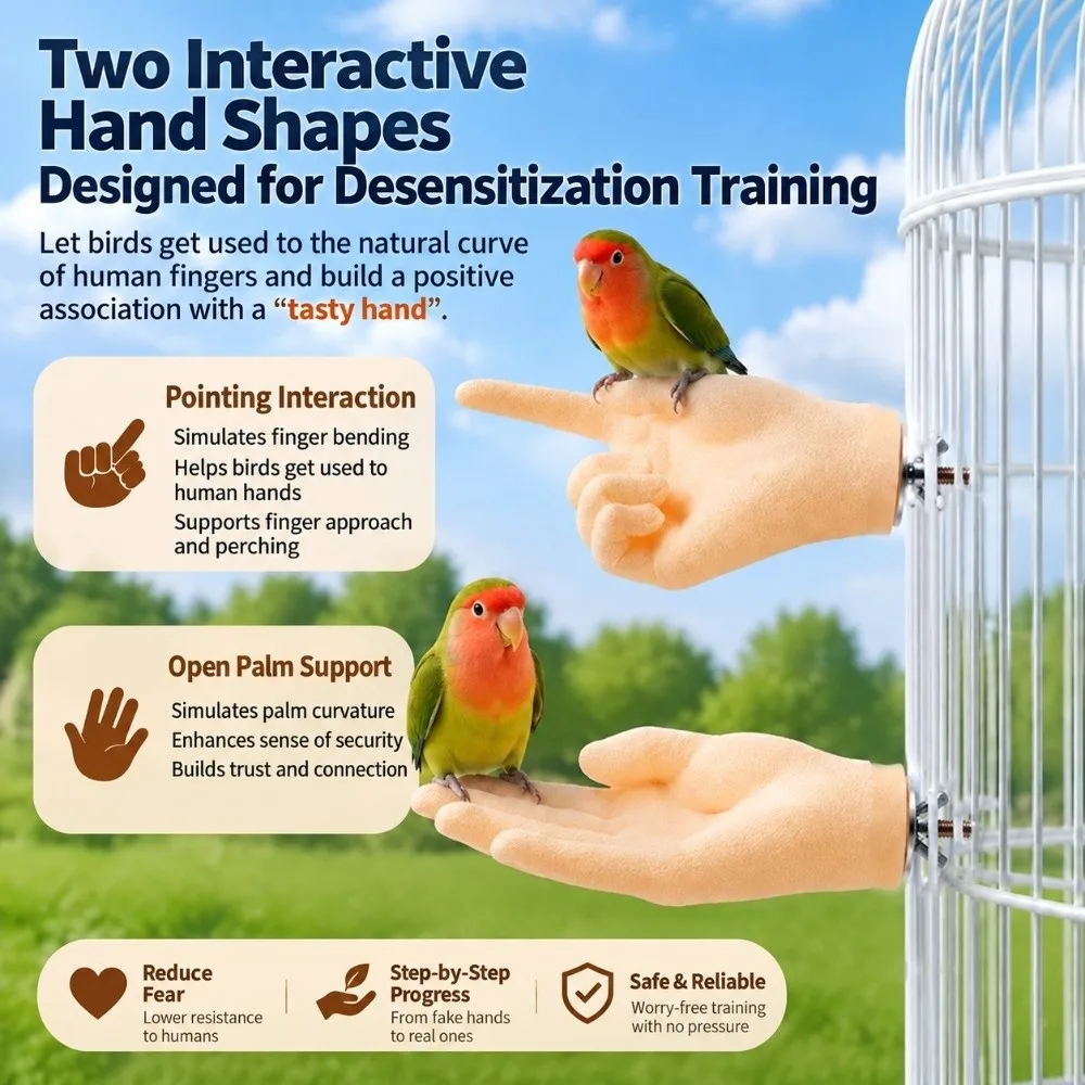 Washable Hand-Shaped Parrot Perch with Secure Screw Mount Adult Hand Proportions Parrot Bird Perch Stand Parrot Fake Hand Perch