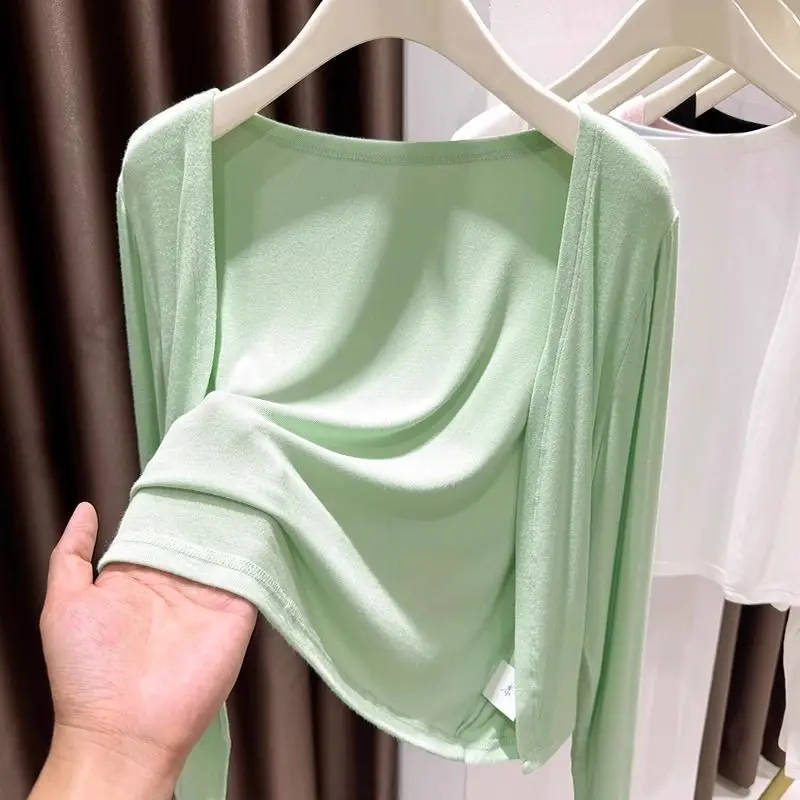 plus Size Modal Shoulder Wrap Sun Protection Short Cardigan Women's Outerwear with Strap Dress Air Conditioner Small Cover up