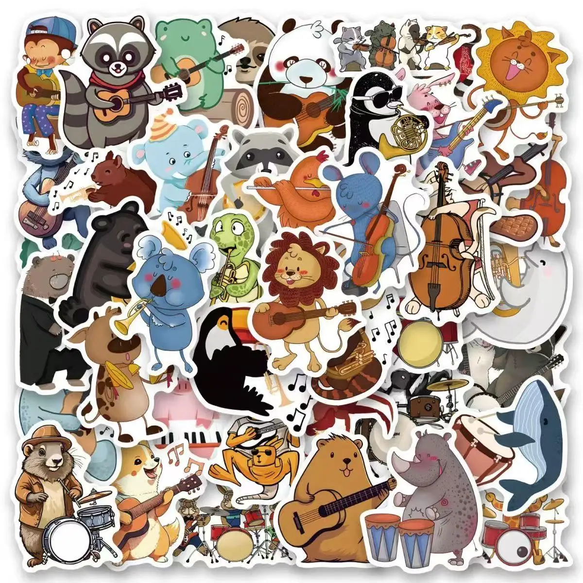 10/30/50Pcs-Cute Cartoon Forest Animal Concert Stickers, DIY Decals for Journal, Phone Case & Water Bottle Decoration