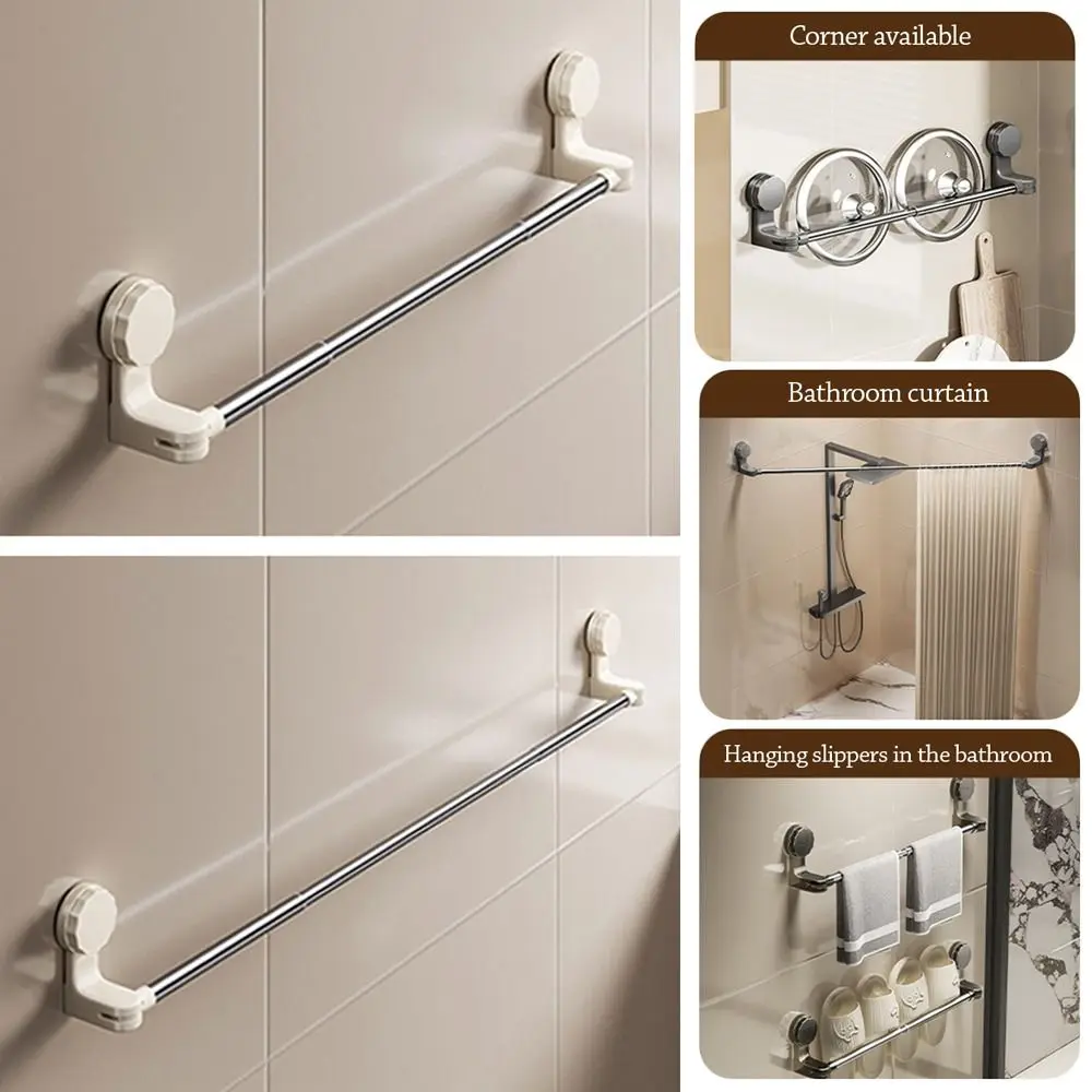 

New Suction Cup Towel Rack Wall Mounted Adjustable Slipper Rack Retractable Multipurpose Bathroom Storage Rod