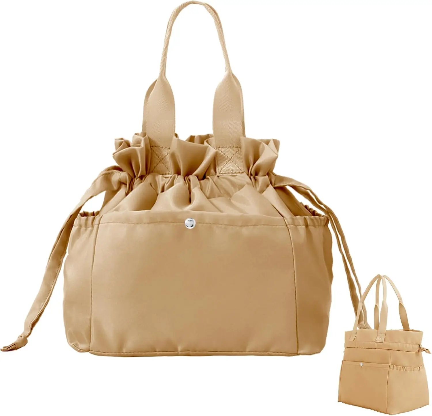 Lunch Bag for Women Men Reusable Drawstring Insulated Lunch Box Stain-Resistant Large Lunch Bags Perfect for Work Picnic Brown