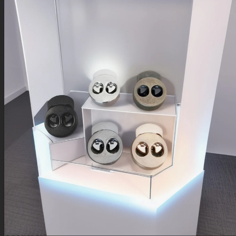 50 pz 5 Colori Tappo In Metallo Molla Toggle Chiusura 4mm Fori Fibbia Corda Morsetto Cavo Serrature Coulisse Ferma End Clip Fibbie