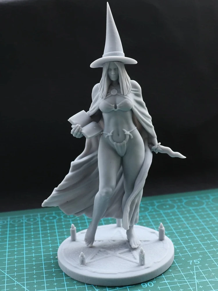 1/24 75mm 1/18 100mm Resin Model Kits Minature Female Magician Figurine Unpainted No Color Sculpture 737