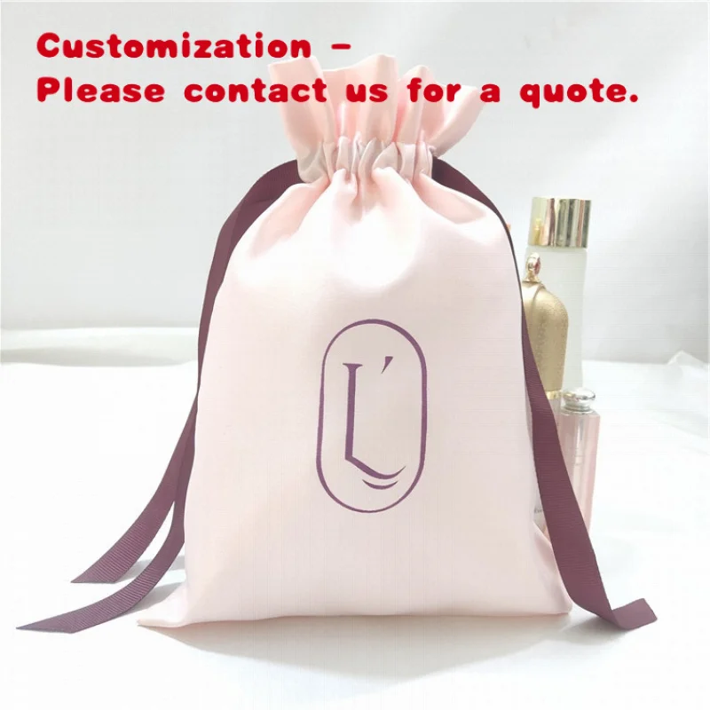 custom.Silk Drawstring Pouch Hair Extensions Pouch Satin Jewelry Pouch High Quality Luxury Printed Custom Satin Bags Silk S