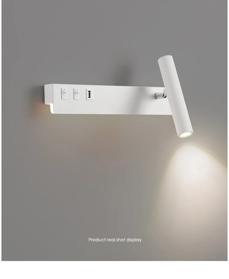 Bedside Reading Wall Lamp Nordic Modern LED Wall Light With Switch USB Indoor Lighting Room Decor For Bedroom Living Room Sconce