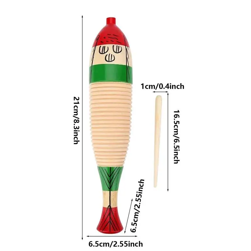 Wooden Guiro Instrument Percussion Guiro Instrument Wooden Guiro Hand Music Toy Percussion Instrument With Scraper Fish Shape