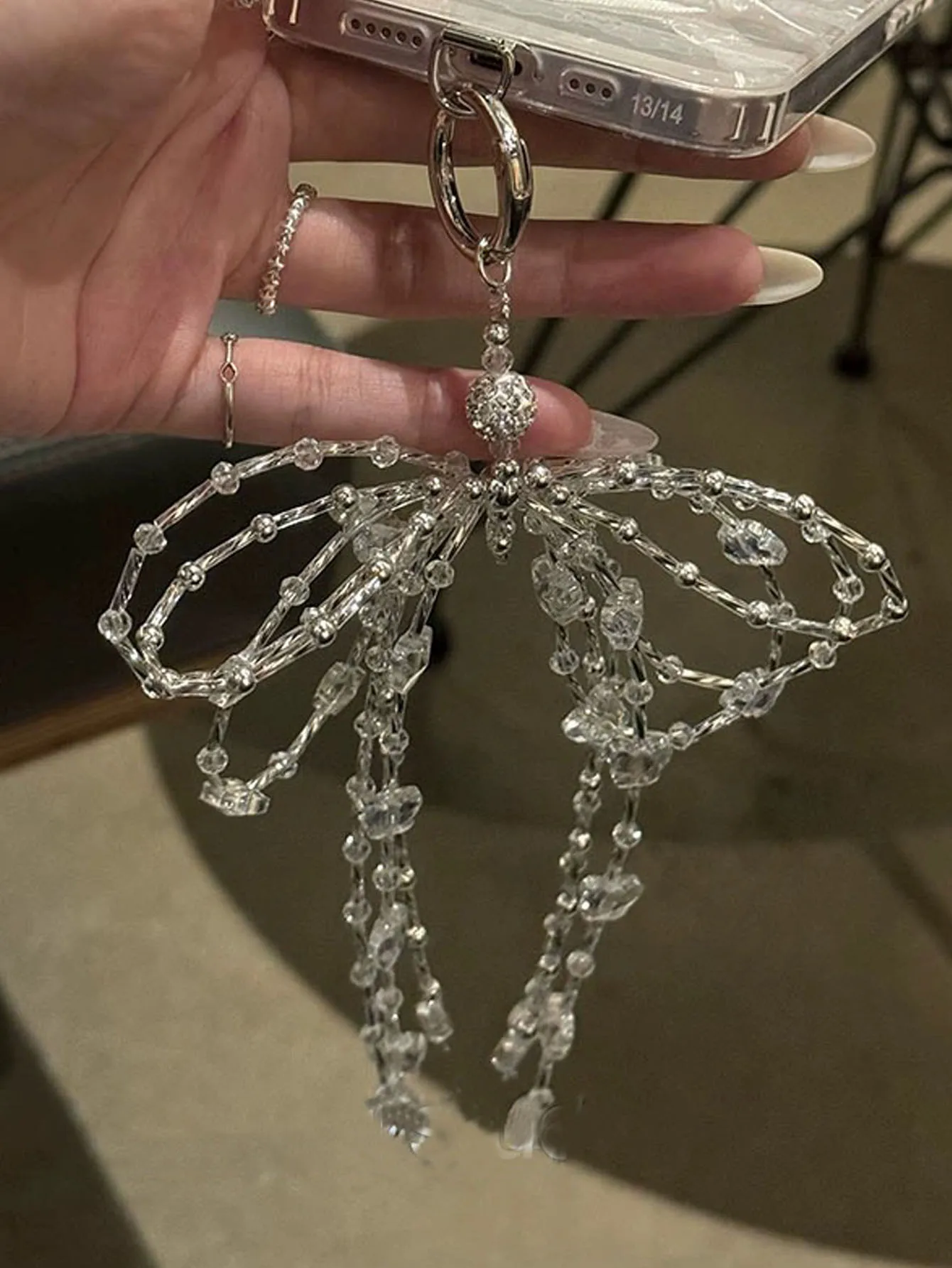 

Подвеска-сумка с большим бантом для девочек, универсальная цепочка для мобильного телефона, цепочка из бисера, подвесной брелок из веревки