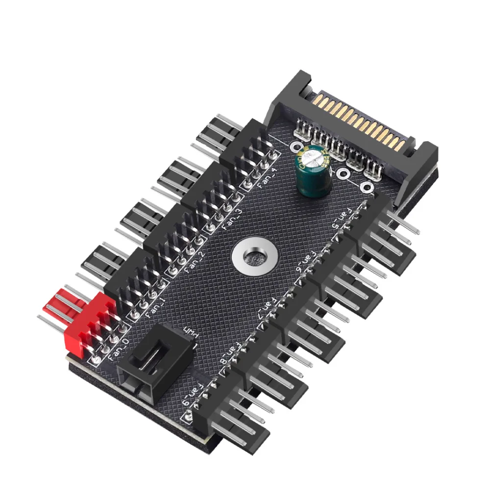 สายไฟพัดลม PWM 4 พิน ตัวแยกสายไฟ 1 ต่อ 10 ทาง ฮับจ่ายไฟ SATA สำหรับระบายความร้อน CPU ฮับระบายความร้อน อะแดปเตอร์ระบายความร้อนสำหรับคอมพิวเตอร์พีซี