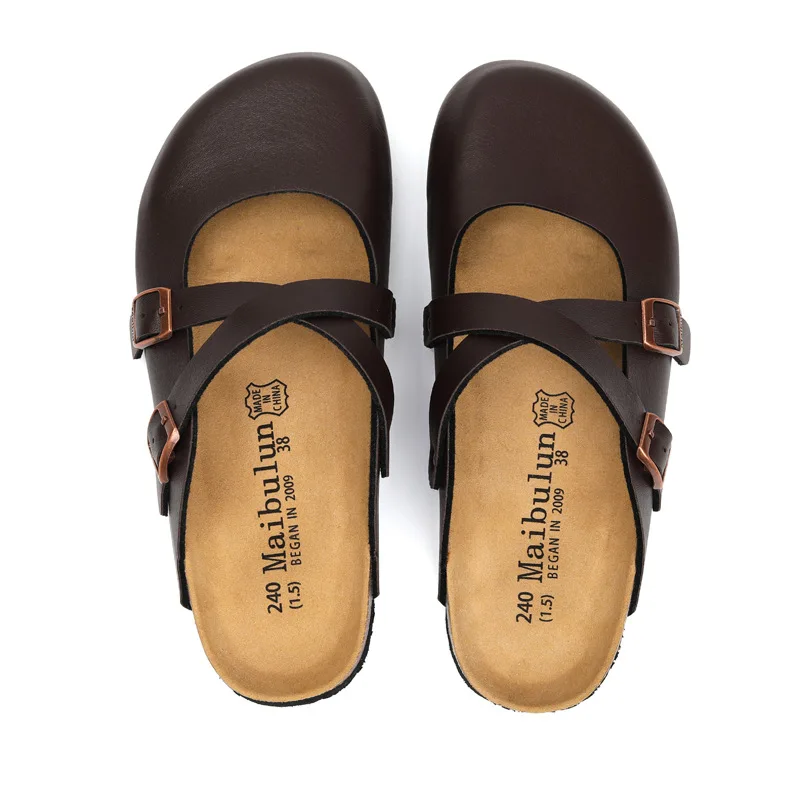 

Baotou cork slippers Mary Jane shoes round head spring and summer women half shoes comfortable Japanese style grils sandals