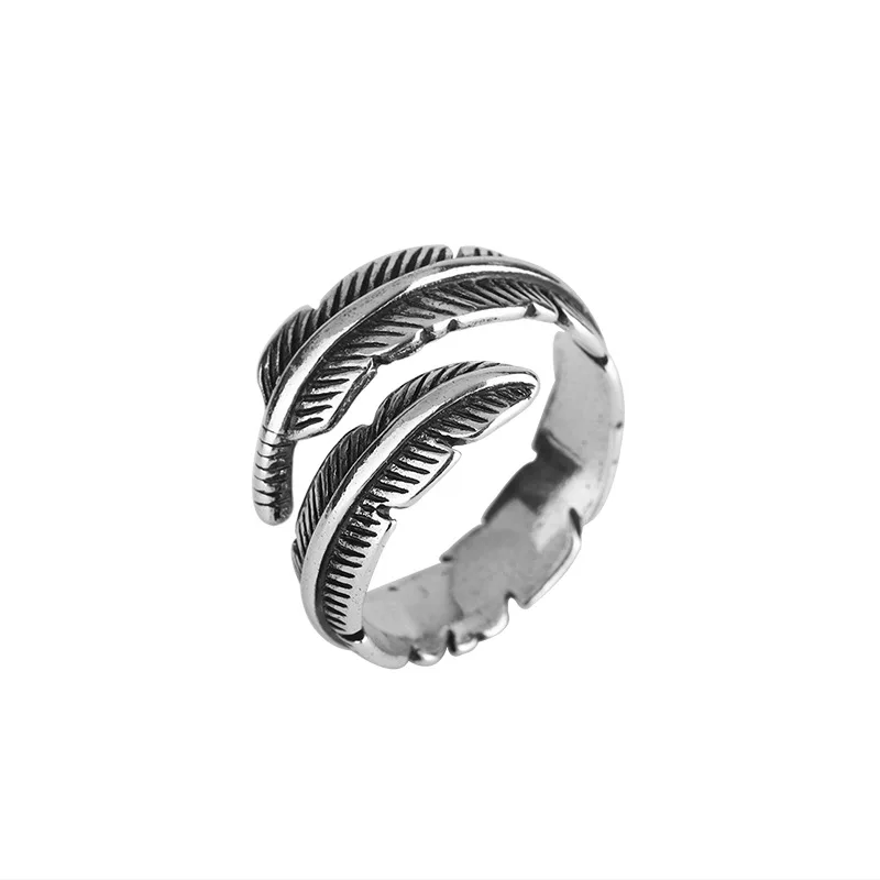 925 Sterling Silver Feather Adjustable Rings For Women Luxury Jewelry Gift Female  GaaBou Jewellery