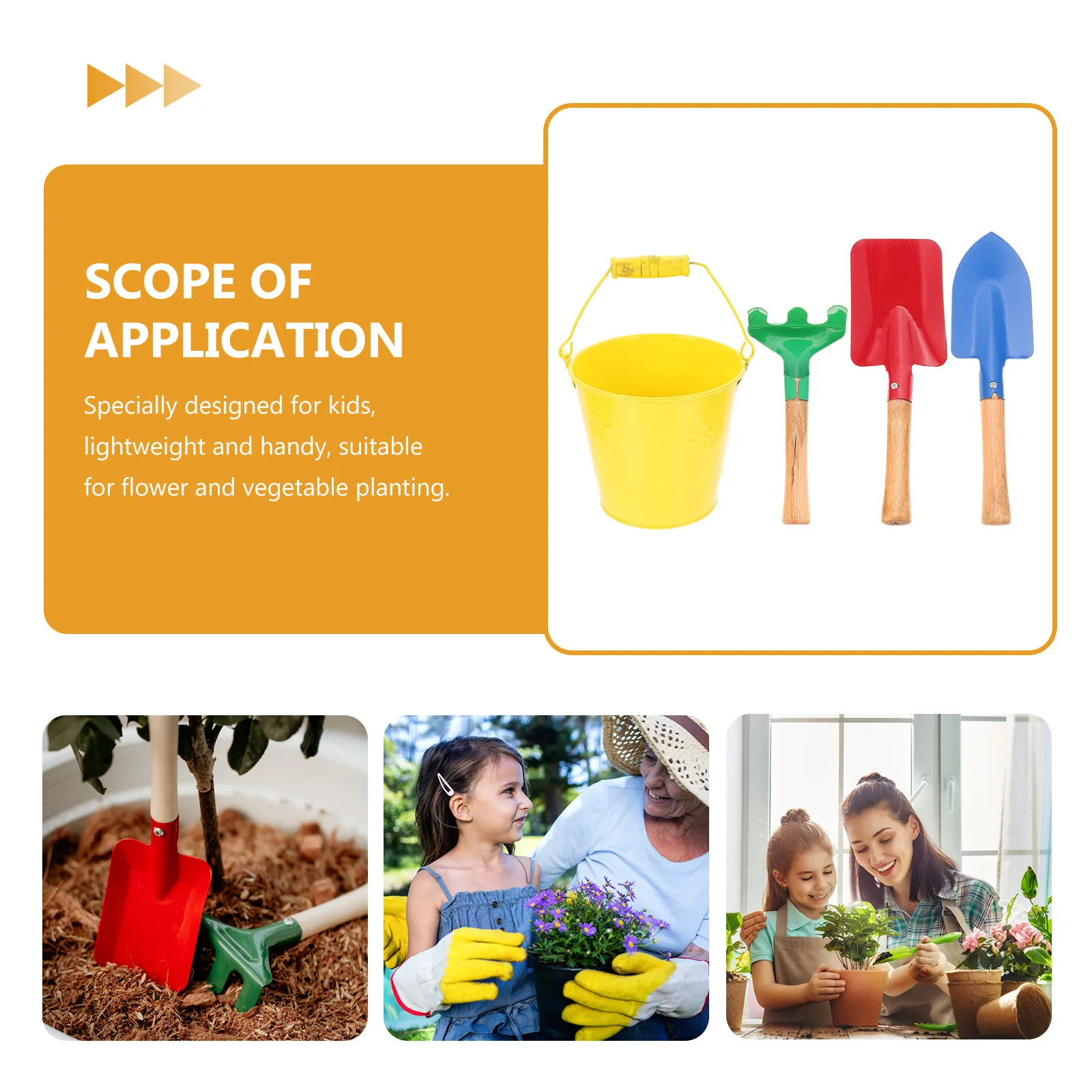 1Set Children Planting Tools Garden Hand Tools for Toddlers Rake Shovel Bucket Set Safe Smooth Surface Wear Resistant Parent
