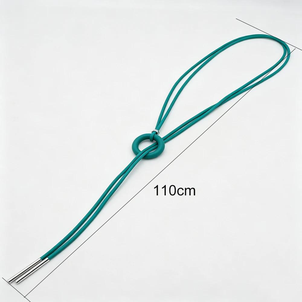 UKEBAY Minimalistische Statement-Halskette mit Kreisanhänger, Gummi-Halskette, lange Kette, leicht, modischer Schmuck, Geschenk, Halskette für den täglichen Gebrauch – Detail 5