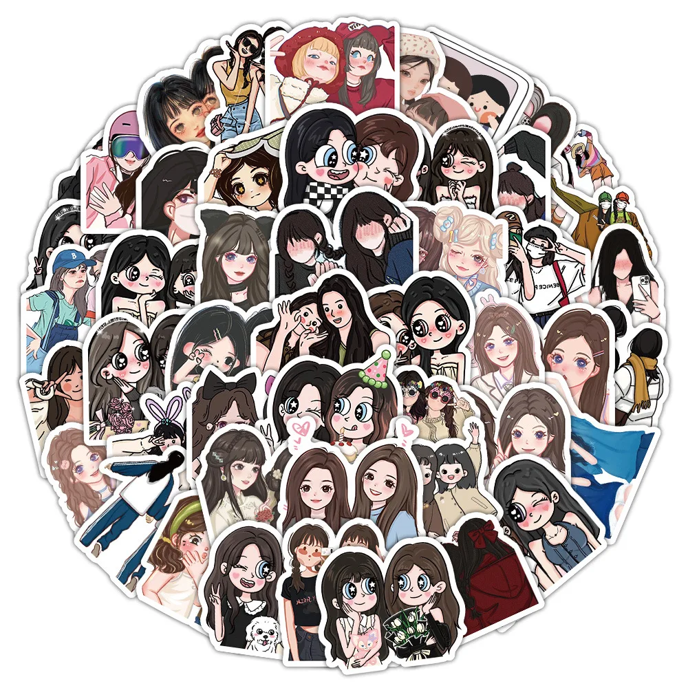 10/30/60PCS Girlfriends Group Photo Cartoon Sticker Decoration Suitcase Scrapbooking Laptop Phone Stationery Kawaii Toy Sticker