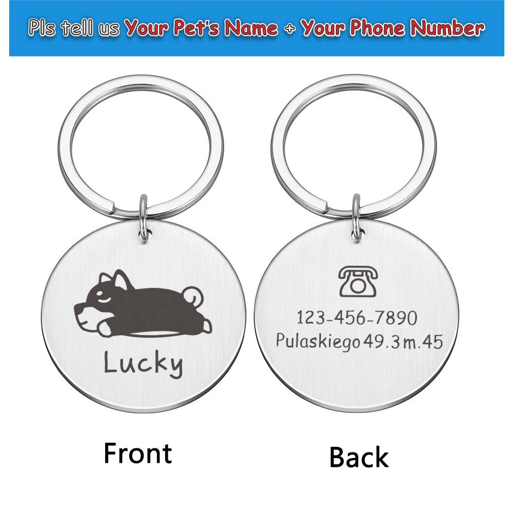 2023 New ID Tags Anti-lost Personalized Cat Dog Puppy Tag Pet Dog Collar Accessories Custom Dogs Name Tags Pendant Free Engraved