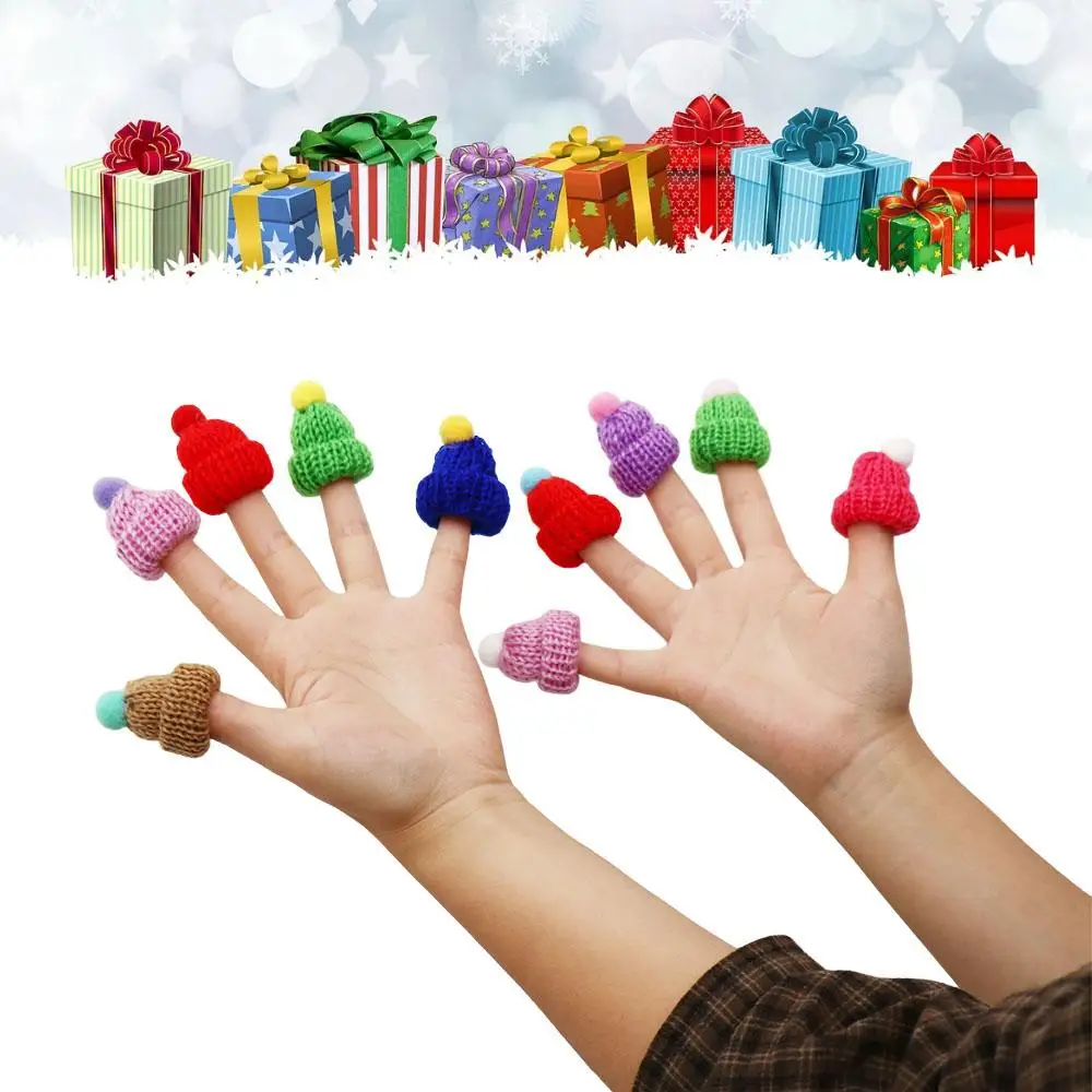 10pcs DIY Mini Knitting Hats Sewing Crafts Ornaments Christmas Mini Knitting Hats Knitting Polyester Mini Wool Hat