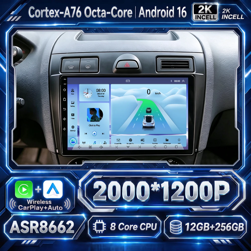 Cortex-A76 Octa-Core Android 16 Car For Ford Fiesta Mk5 2002 2003 2004-2008 Car GPS Multimedia DSP 2din Stereo QLED Screen WiFi