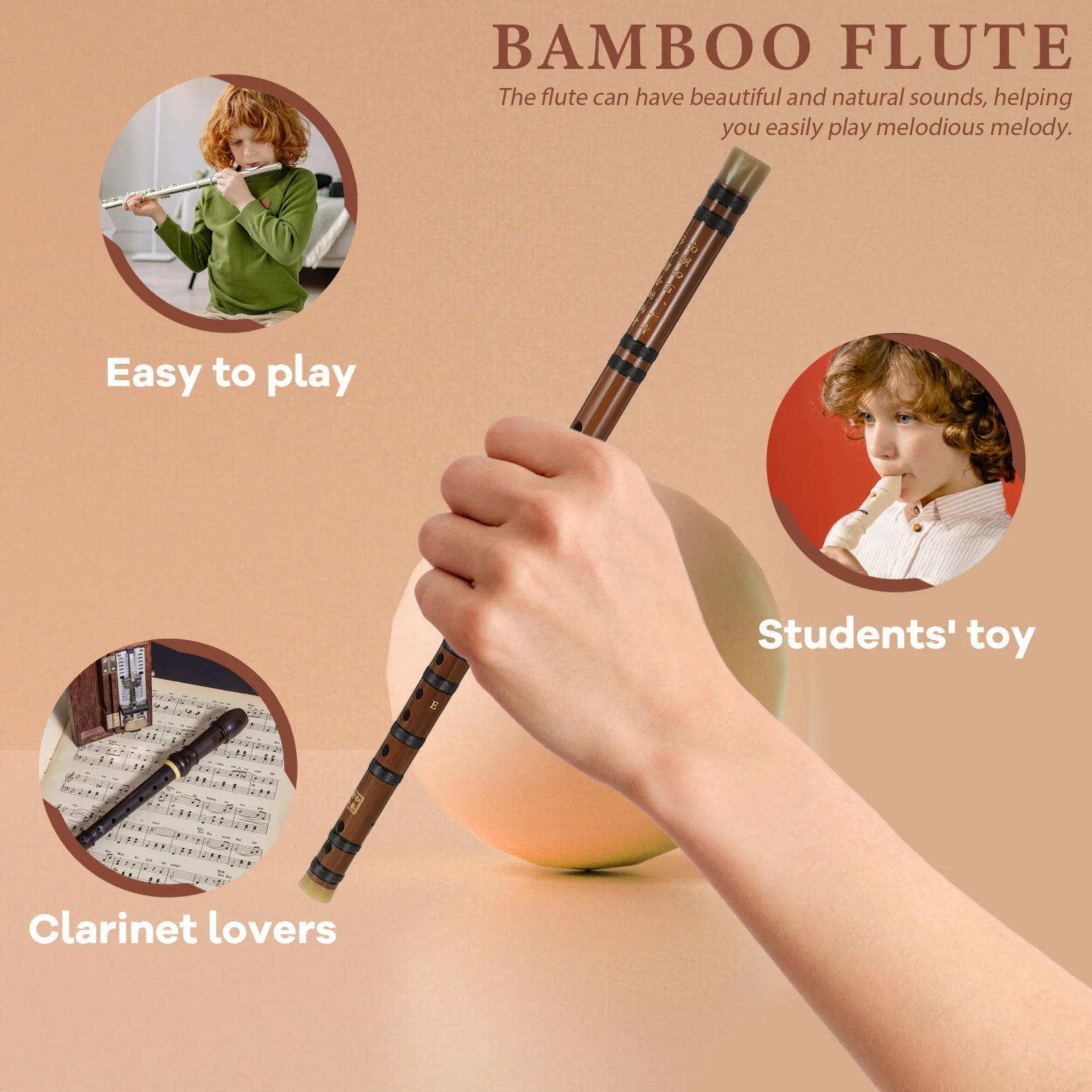 

Traditional Chinese Bamboo Flute Portable Beginners Flute Student Practice Musical Instrument Educational Gift