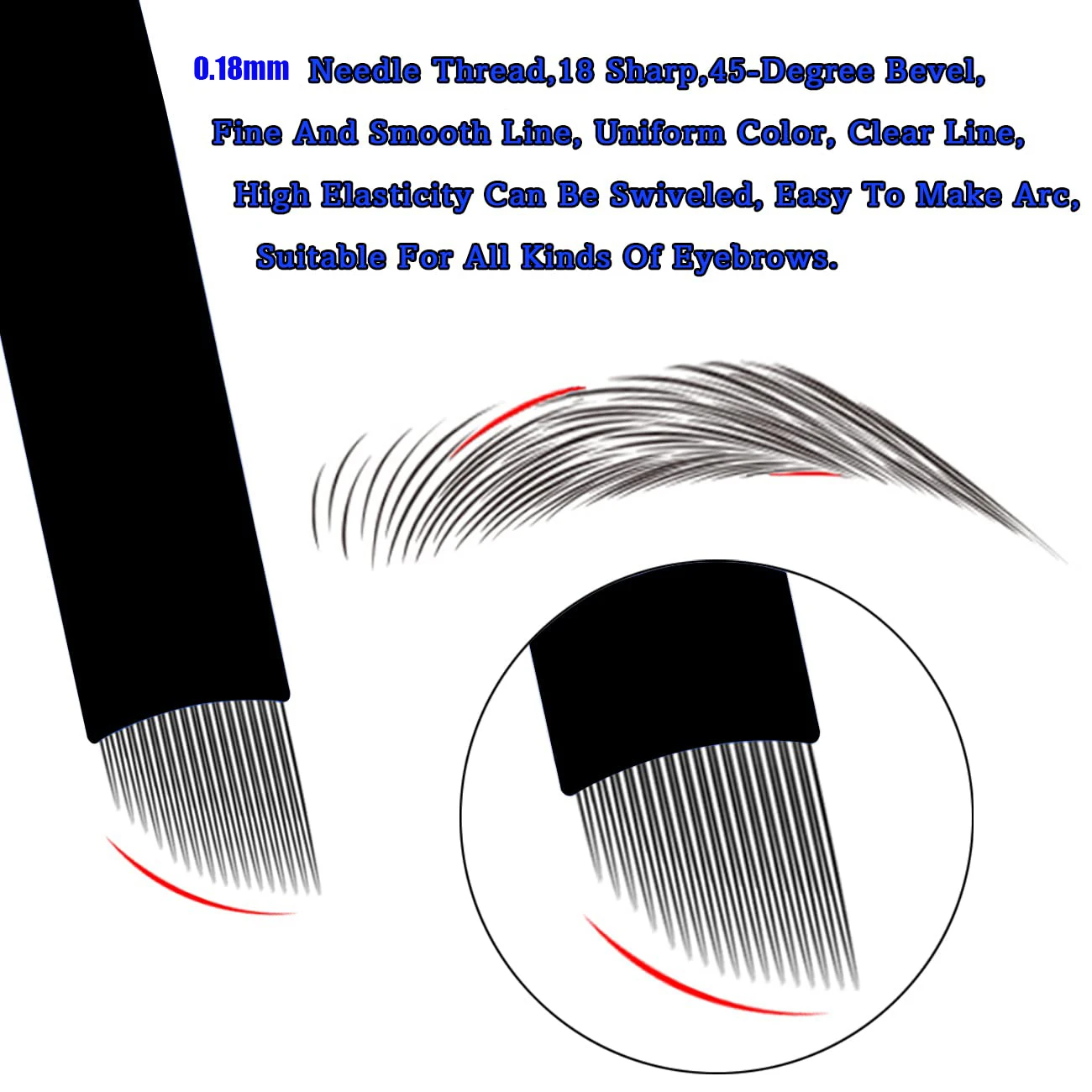 50/100Pcs 0.18mm Black Nano Pin Microblading Needles Permanent Makeup Needle Eyebrow Manual Tattoo Needles Blade 3D Embroidery