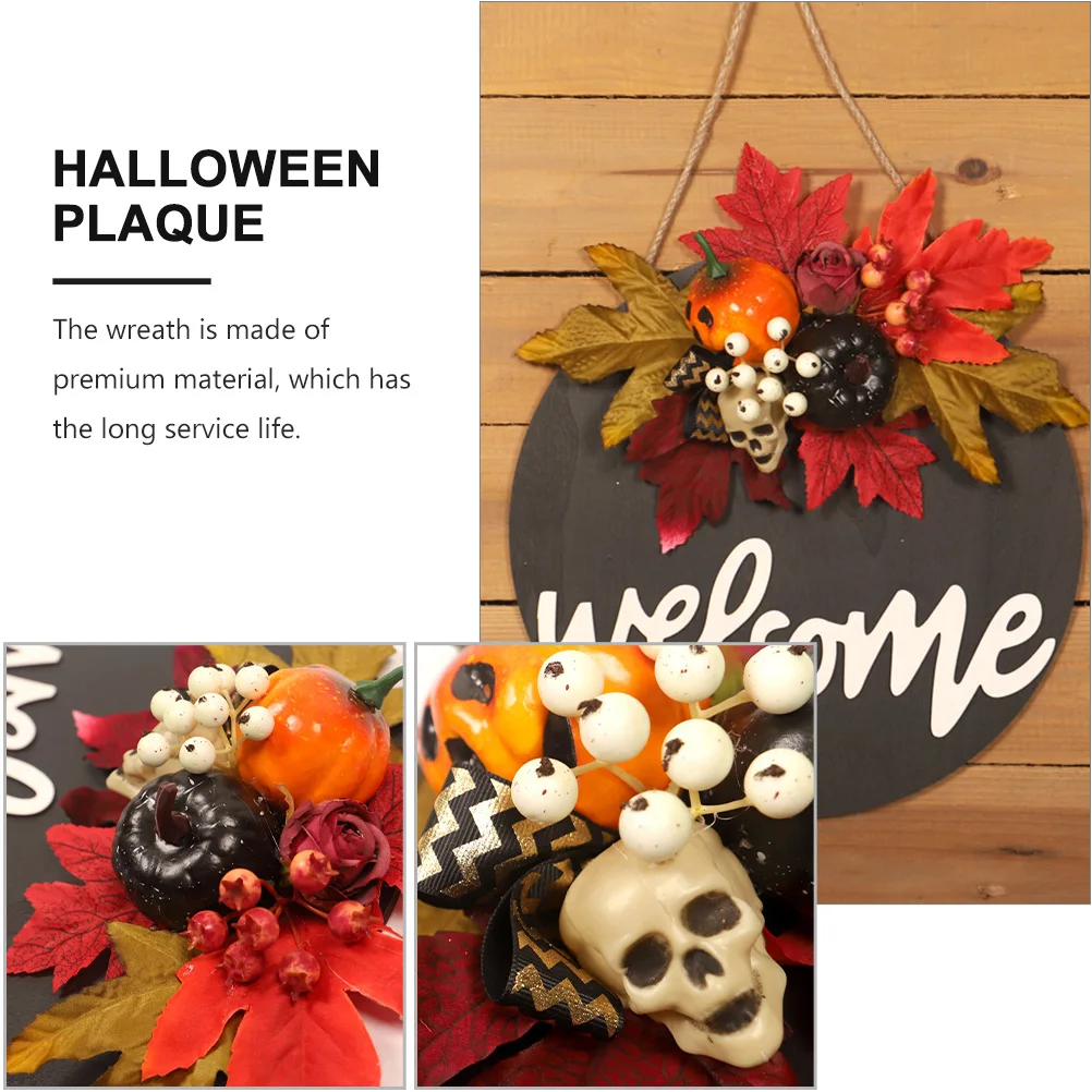 

Pumpkin Wall Hanging Wreath Inflatable Festival Adornment Door Sign Orange Halloween Sing Accessory