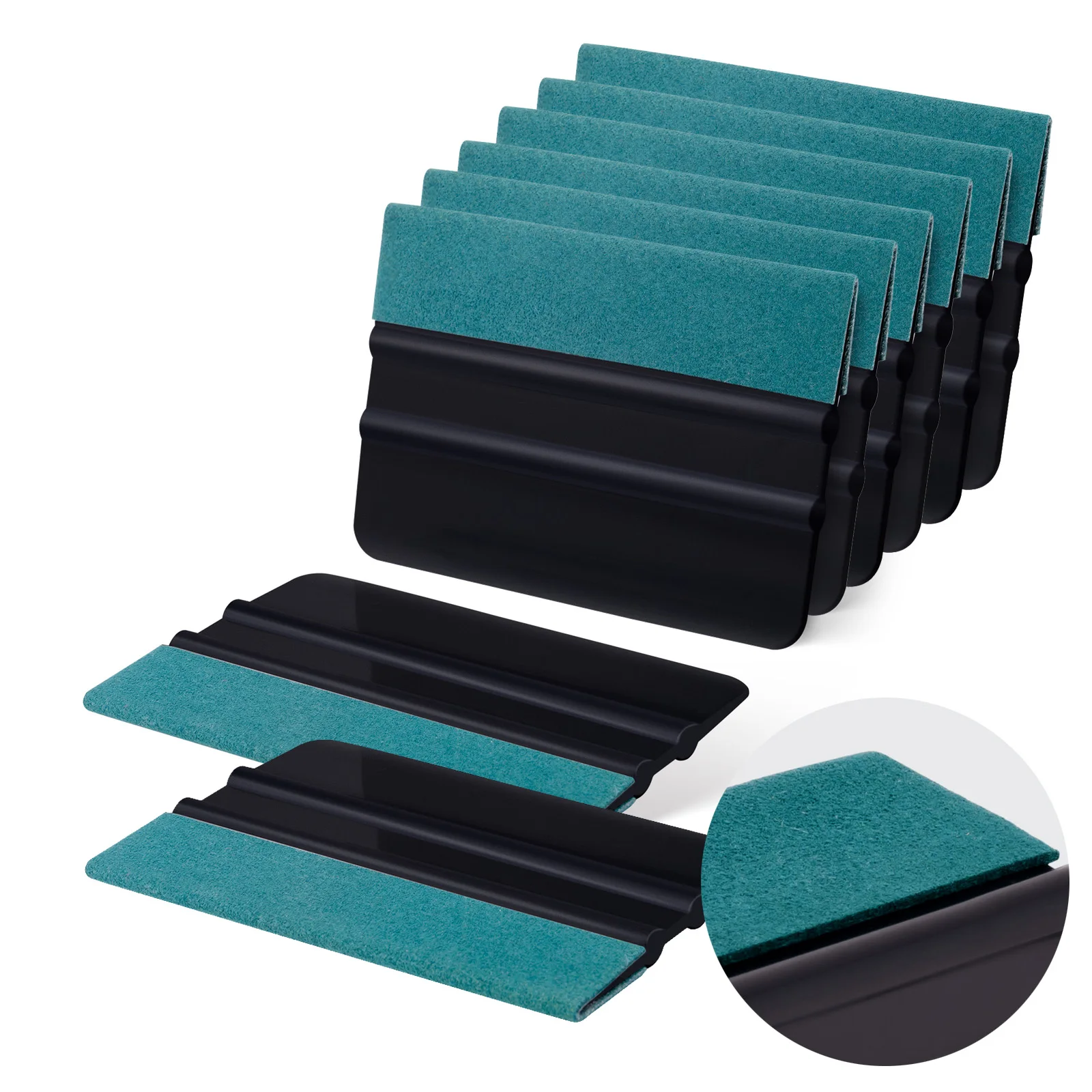 FOSHIO 3/8pcs 4-Inch Suede Cloth Vinyl Wrap Squeegee Carbon Car Film Sticker Installing Sign Making Scraper Window Tinting Tools