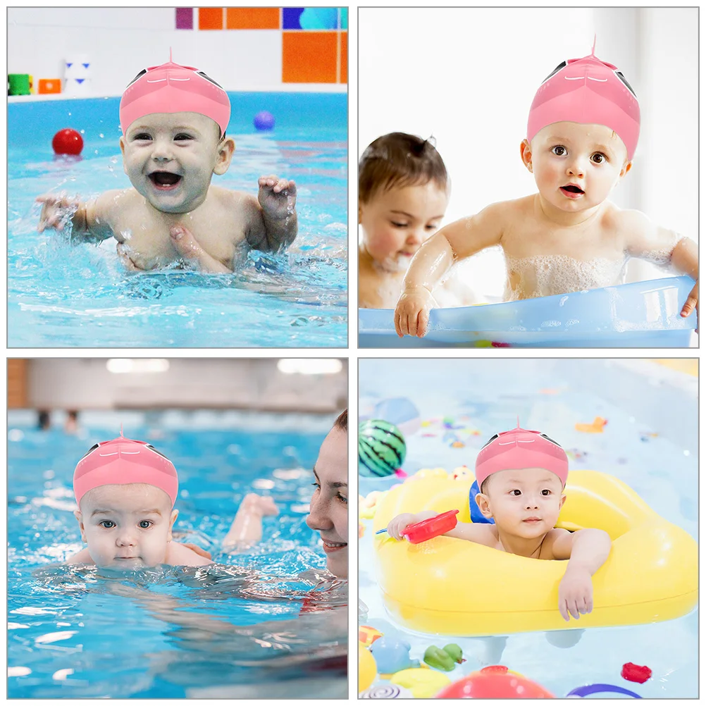 

2Pcs Kids Swim Cap Children Silicone Swimming Caps for Long Hair Elastic Comfortable Lightweight Breathable Pink