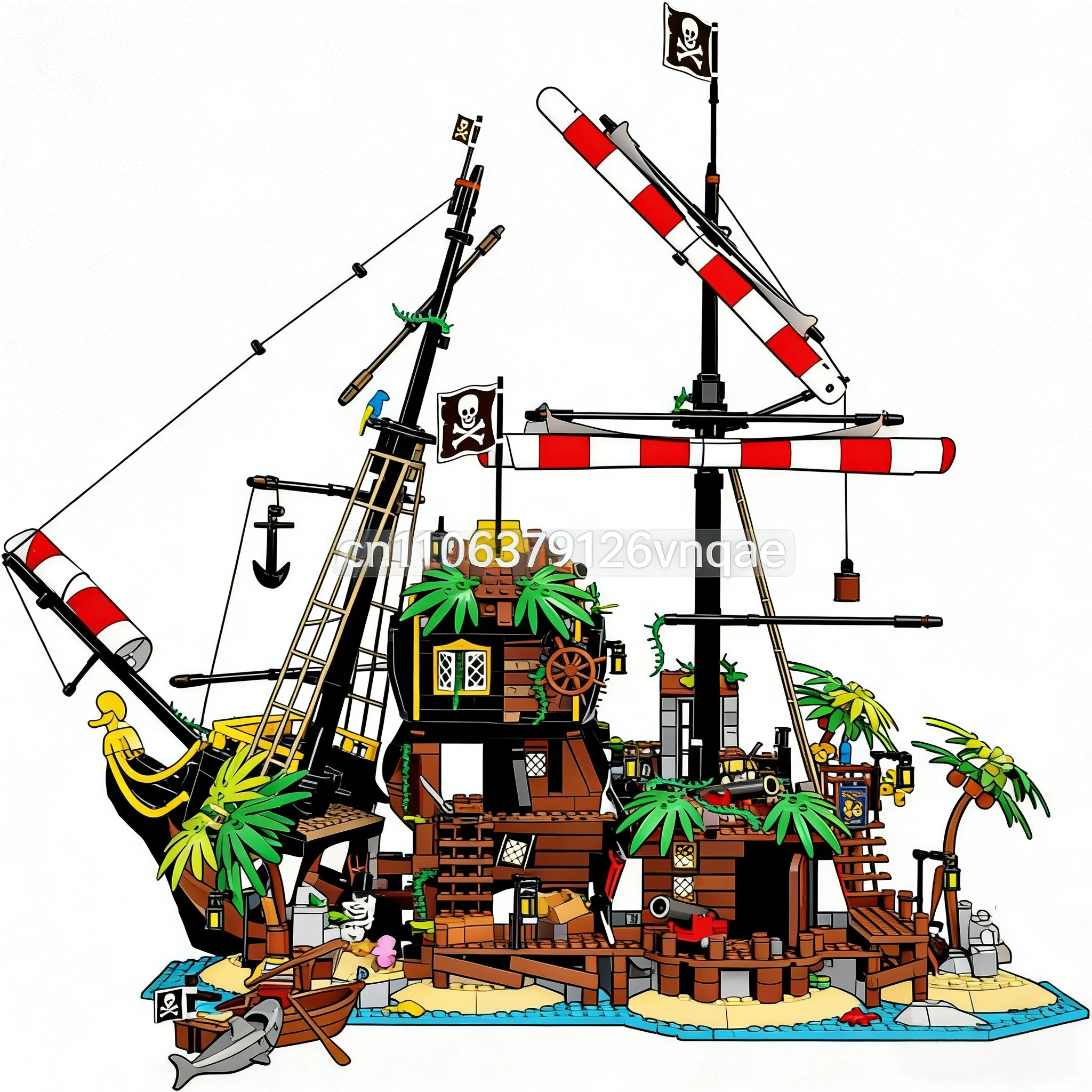 

«Пираты Барракуды Бэй» 2545 штук строительных блоков, кирпичей, подходят для детских подарков на день рождения и Рождество.