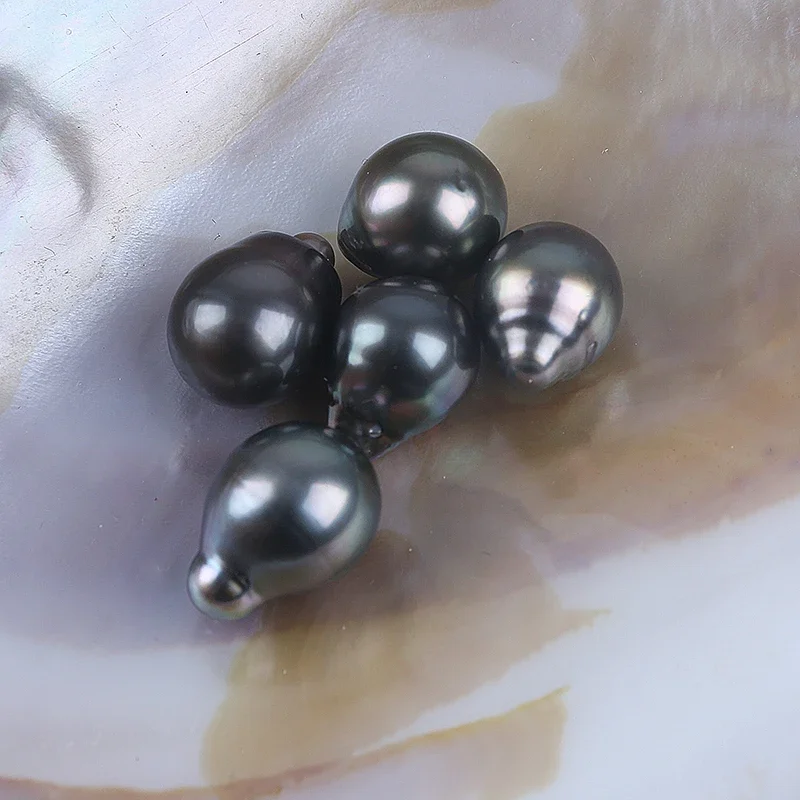 

11-13mm Natural Black Water Droplet Shaped Seawater Pearl Tahiti Pearl Beads For Jewelry Making