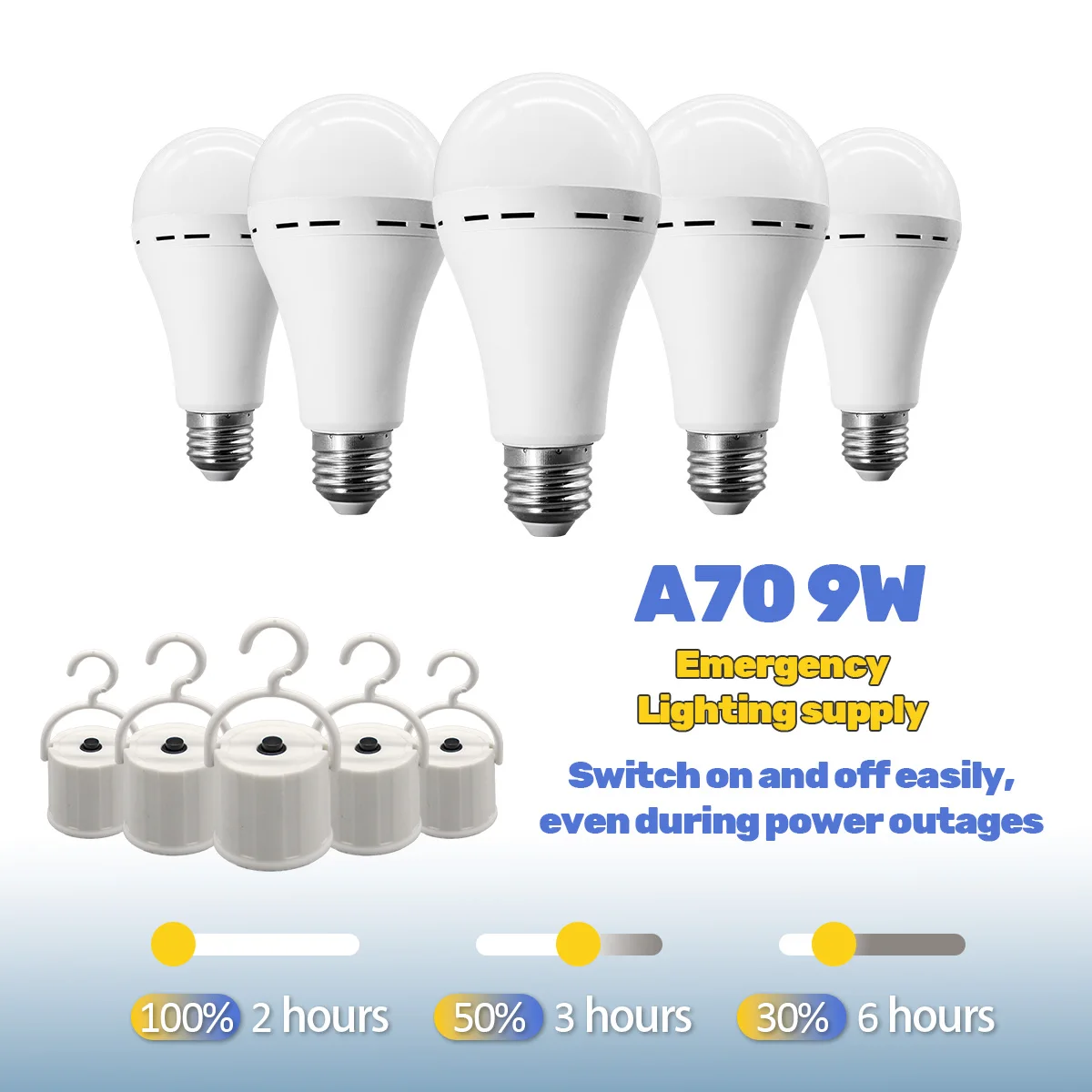 1-10PCS 9W LED Rechargeable Bulb Light 1500mAh Emergency Bulb 220V 110V for Home Power Outdoor Camping Failure Porch Garden Lamp