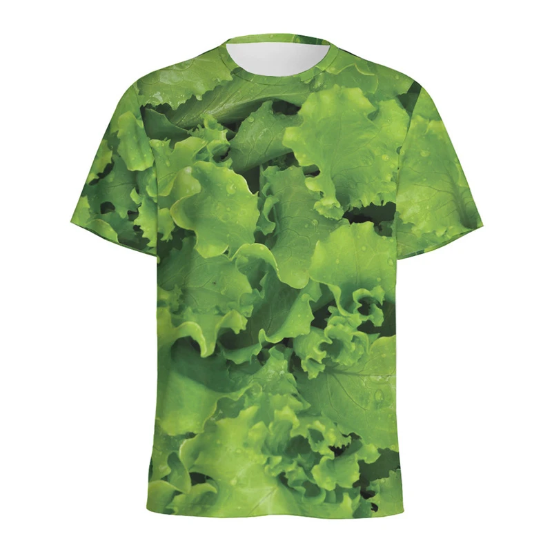 Funny Lettuce Graphic T Shirts Fashion Summer Short Sleeve 3D Vegetable Printed T-shirts Casual Oversized Breathable Tees Tops
