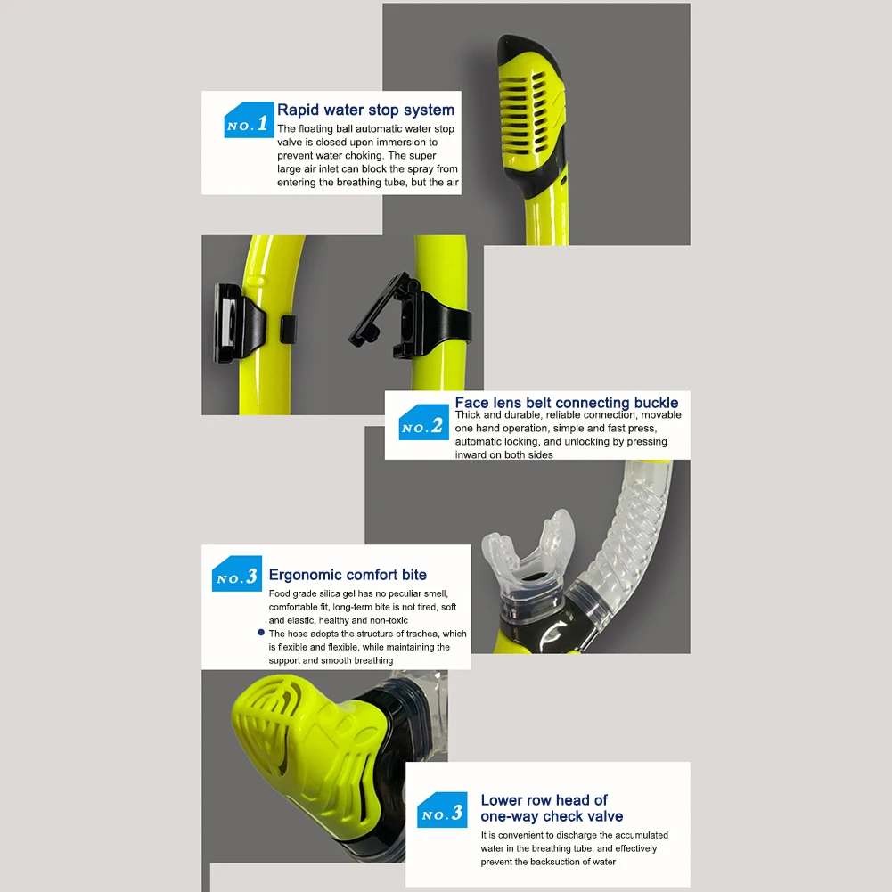 Diving Snorkel Silicone Full Dry Mouthpiece Swimming Underwater Diving Air Breathing Tube for Swim Accessories