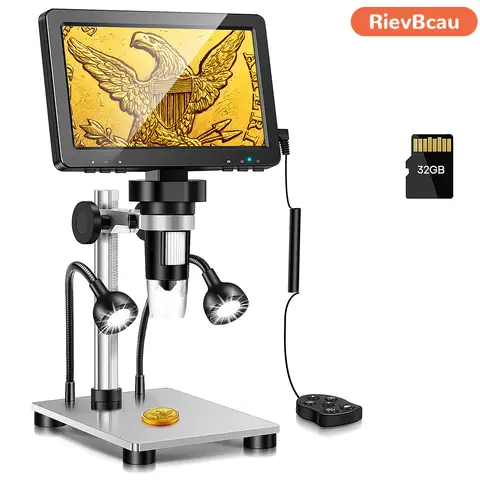 RIEVBCAU 디지털 현미경 1200x 배율 HD USB 전문 전자 현미경 10 LED 조명으로 수리