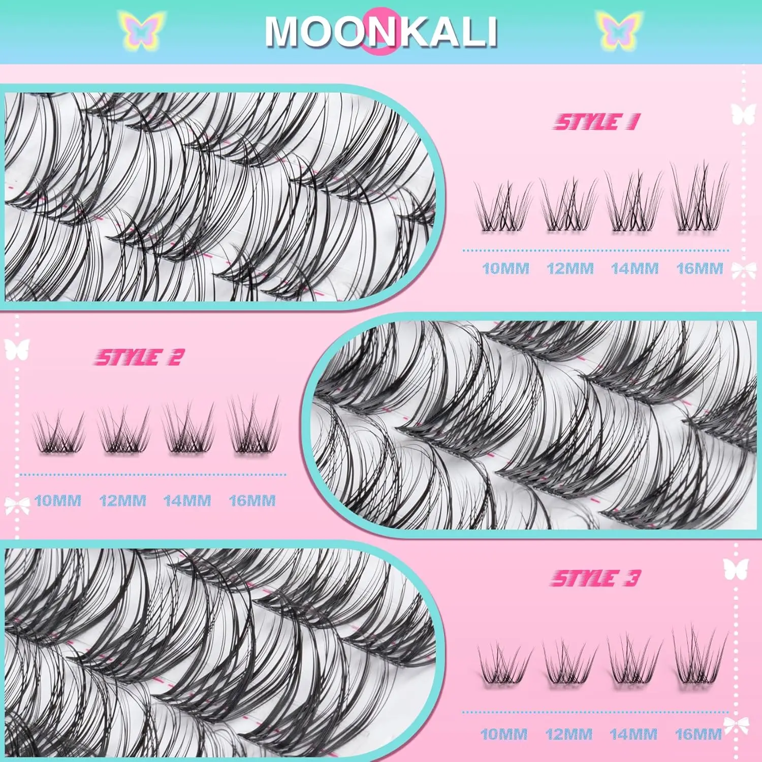 ムーンカリ ラッシュクラスター まつげエクステキット ウィスピー インディビジュアル ラッシュクラスター DIY まつげエクステキット ナチュラルルック ラッシュ